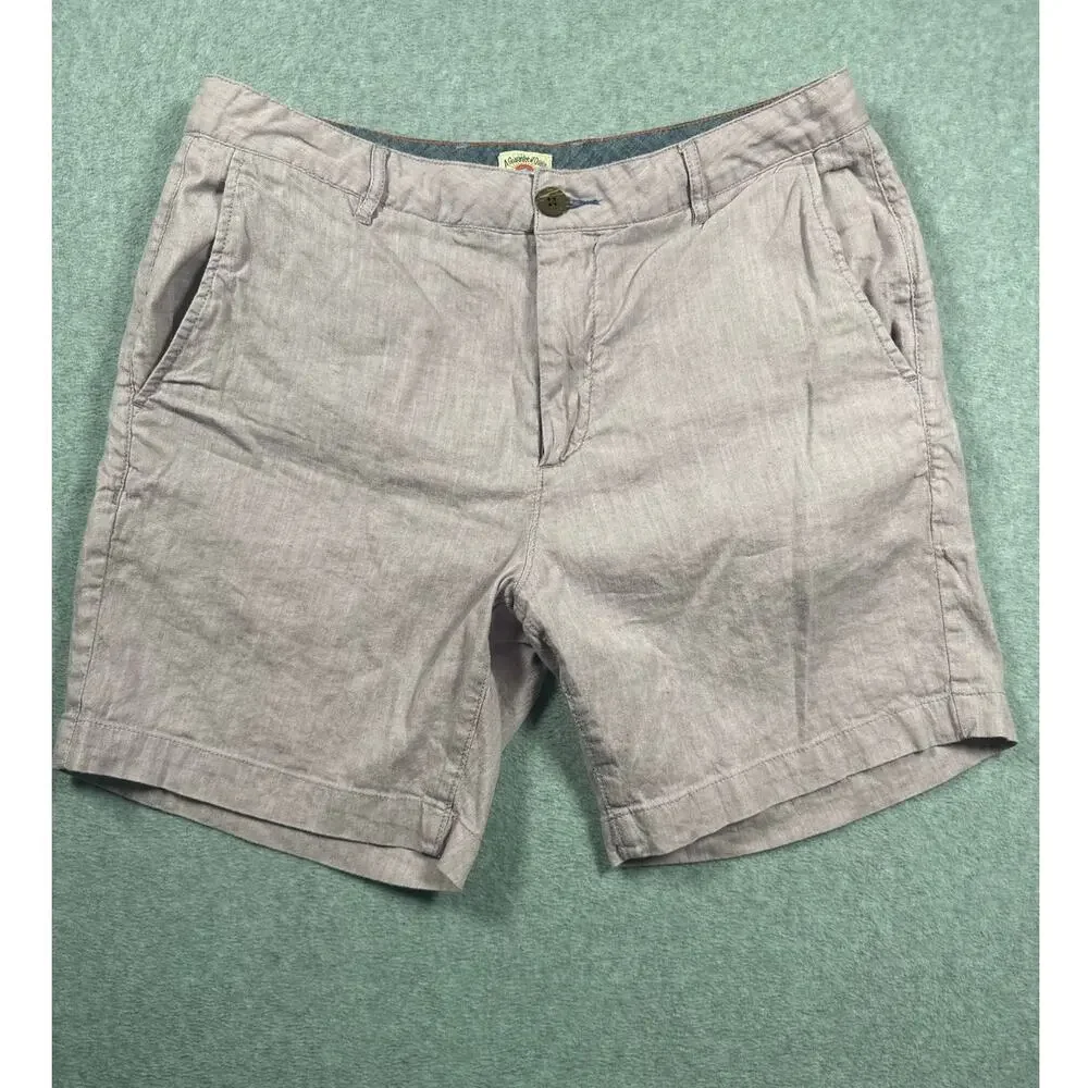 Faherty Men's Linen Chino Shorts Size 32 Pink Flat Front High Rise Cotton Blend